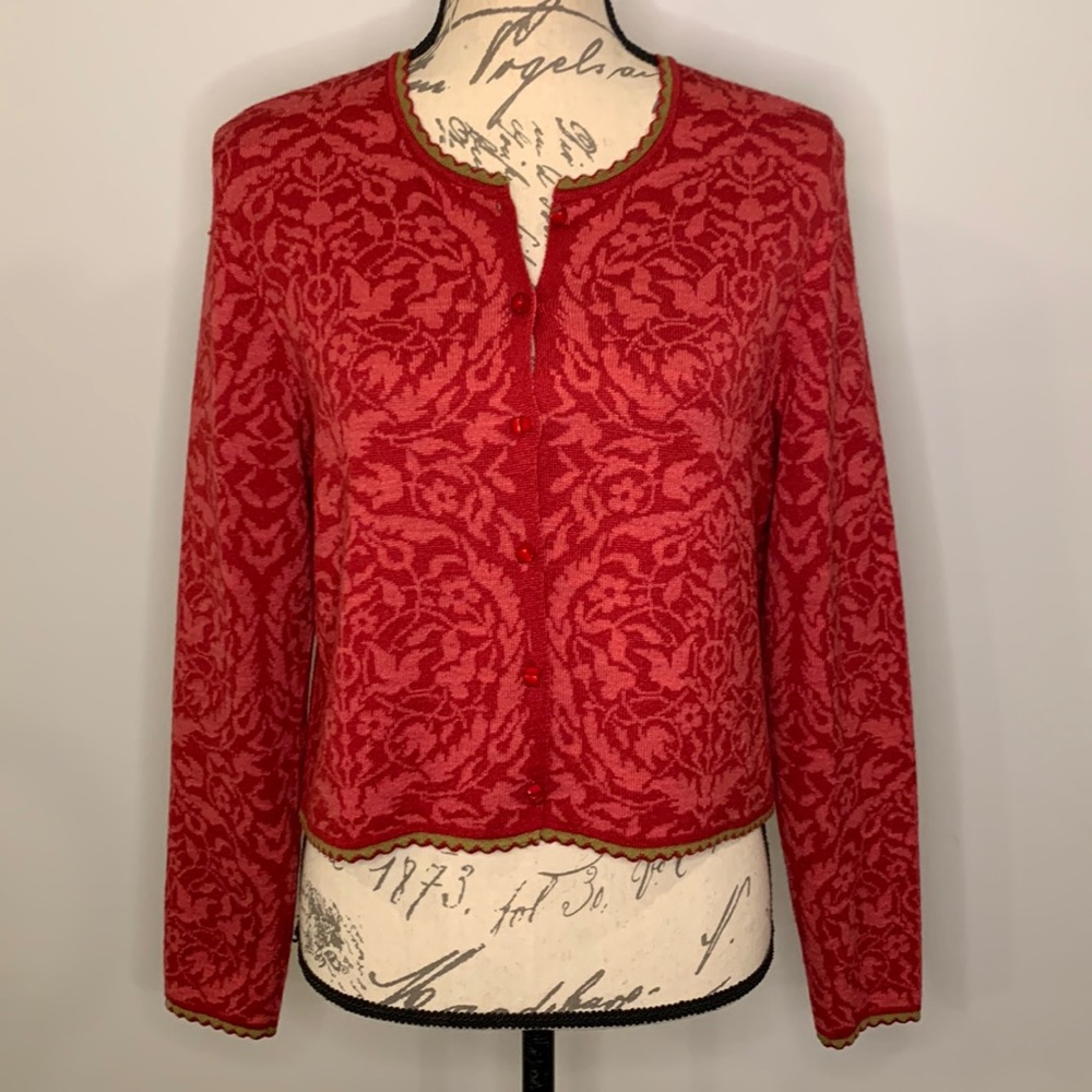 Oleana of Norway silk and merino wool blend cropped cardigan sweater M
